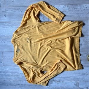 Victoria's Secret Pink Campus Long Sleeve Oversized Crewneck Tee XL Yellow Black